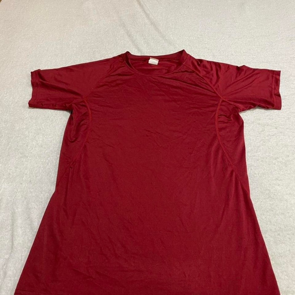 Burgundy short sleeve athletic men small shirt. SKU341 #activewear